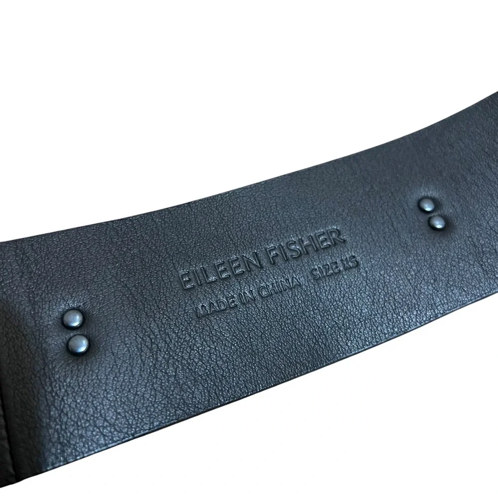 Eileen Fisher‎ Belt Womens Black Brown Leather Wide-Waist Studded Size XS